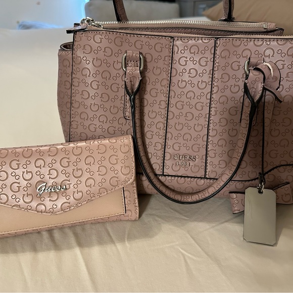 Guess Handbags - Guess Pink Satchel with Textured Design